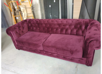 2-paikkainen sohmaistuva sova metallikehyksellä samettinen vintage-tyyli Chesterfield